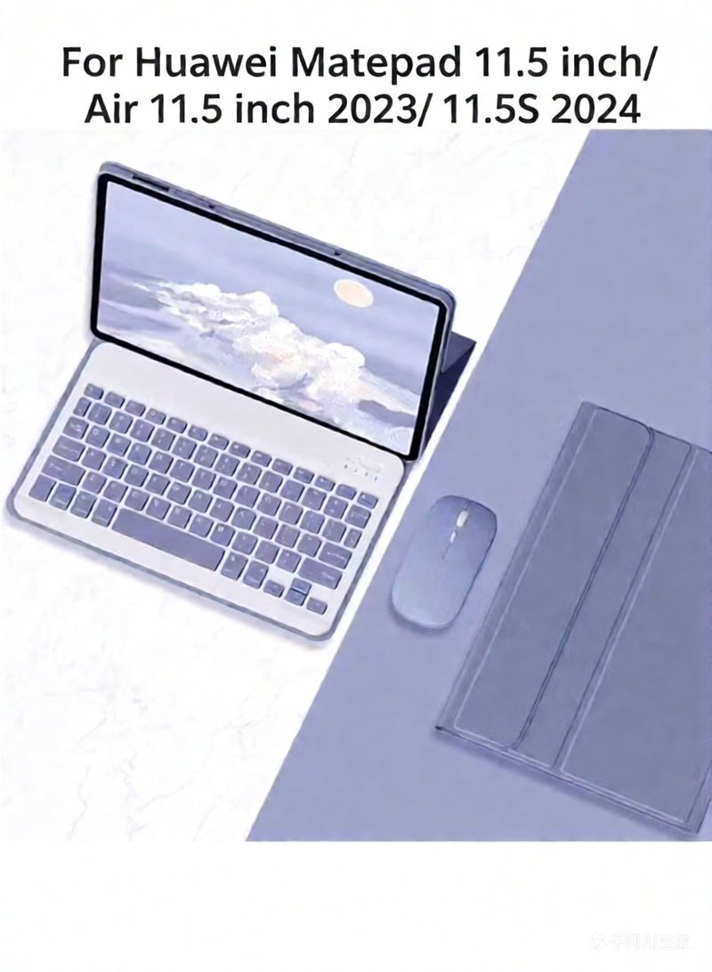 حافظة لوحة مفاتيح ثنائية اللغة لجهاز هواوي ميت باد 11.5 بوصة/إير 11.5 بوصة 2023/ميت باد 11.5S 2024، حافظة جلدية ذكية رفيعة للغاية مع ماوس ولوحة مفاتيح لاسلكية قابلة للفصل - Image 1